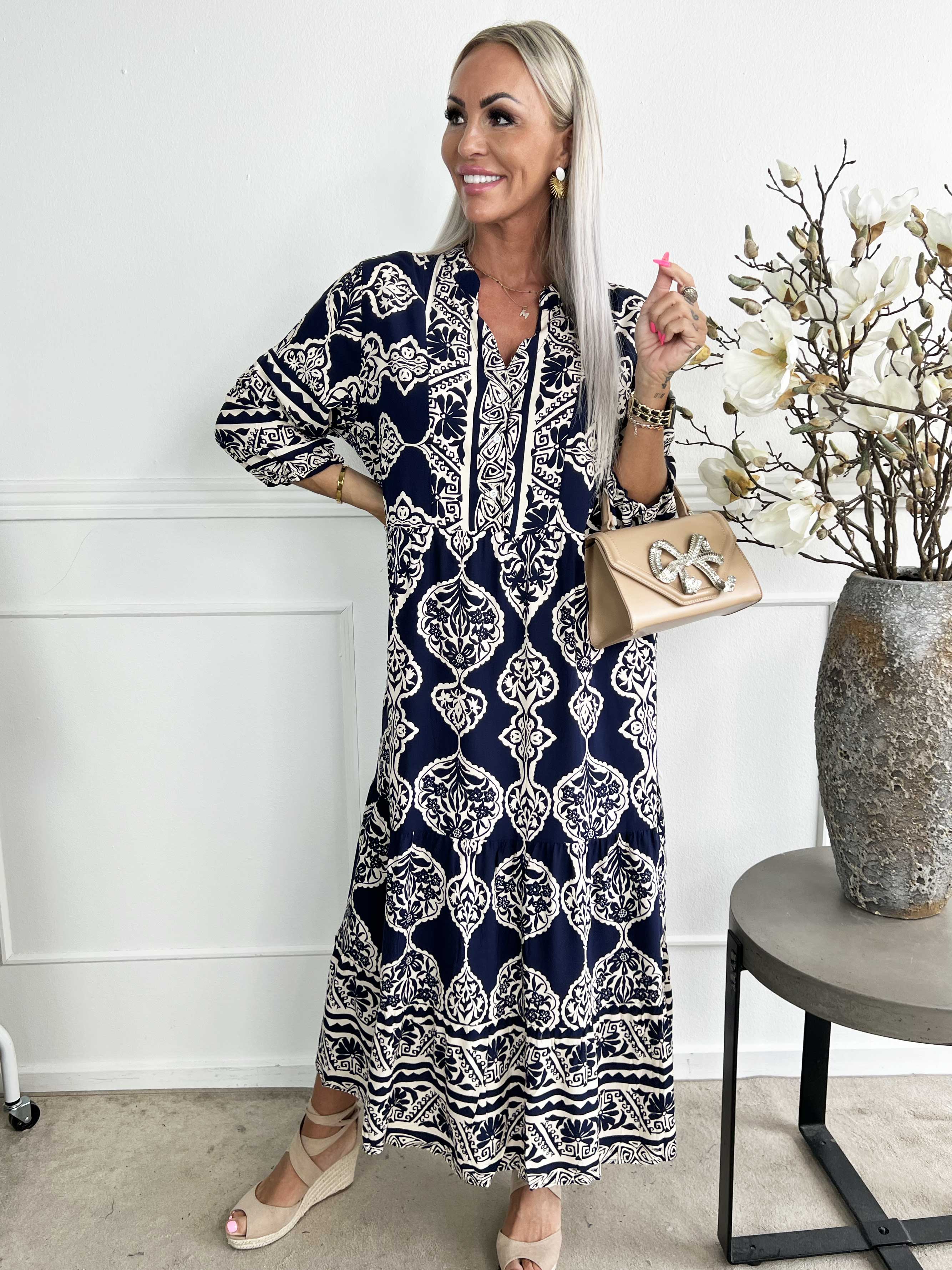 Melly - Lang mønstret tunikakjole